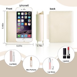 LAOTANGJIA PU Lipstick Case Holder with Mirror,Holds 4pcs of Long Lipsticks,Lipstick Holder,Makeup Travel Cases Organizer Bag for Outside Mini Bag Pouch,for Gift Women Girls,Leaves