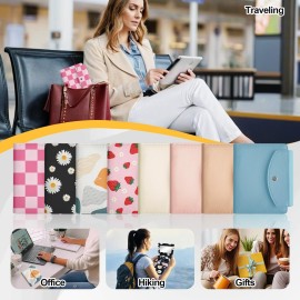 LAOTANGJIA PU Lipstick Case Holder with Mirror,Holds 4pcs of Long Lipsticks,Lipstick Holder,Makeup Travel Cases Organizer Bag for Outside Mini Bag Pouch,for Gift Women Girls,Leaves