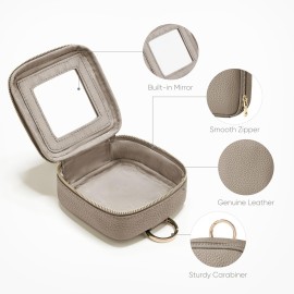 Oaque Clear Cosmetic Bag Double Layer Travel Toiletry Bag Clear Makeup Bag Case with 4 Compartments, Transparent Travel Bag for Toiletries, Large Toiletry Bag for Women Cosmetic Case (Taupe, Mini)