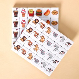 GRACIAS 2 Players Mahjong Block Set, Mahjong Tile Game with 50 Premium Pink Tiles(30mm) Animal and Food Pattern, Portable Mahjongg Set with A Carry Bag