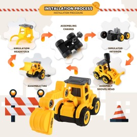 Asoxt 43-Piece Construction Sensory Playset - 2 lbs Play Sand, 4 DIY Trucks, Crane & Road Signs - Creative Sandbox Toy for Kids Ages 3+