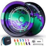 MAGICYOYO V12 Finger Spin Yoyo - Professional Responsive & Unresponsive Yoyo for Kids & Adults, 12 Strings & Accessory Kit - Black, Green, Purple