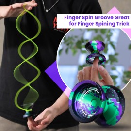 MAGICYOYO V12 Finger Spin Yoyo - Professional Responsive & Unresponsive Yoyo for Kids & Adults, 12 Strings & Accessory Kit - Black, Green, Purple