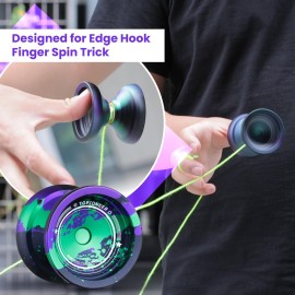 MAGICYOYO V12 Finger Spin Yoyo - Professional Responsive & Unresponsive Yoyo for Kids & Adults, 12 Strings & Accessory Kit - Black, Green, Purple