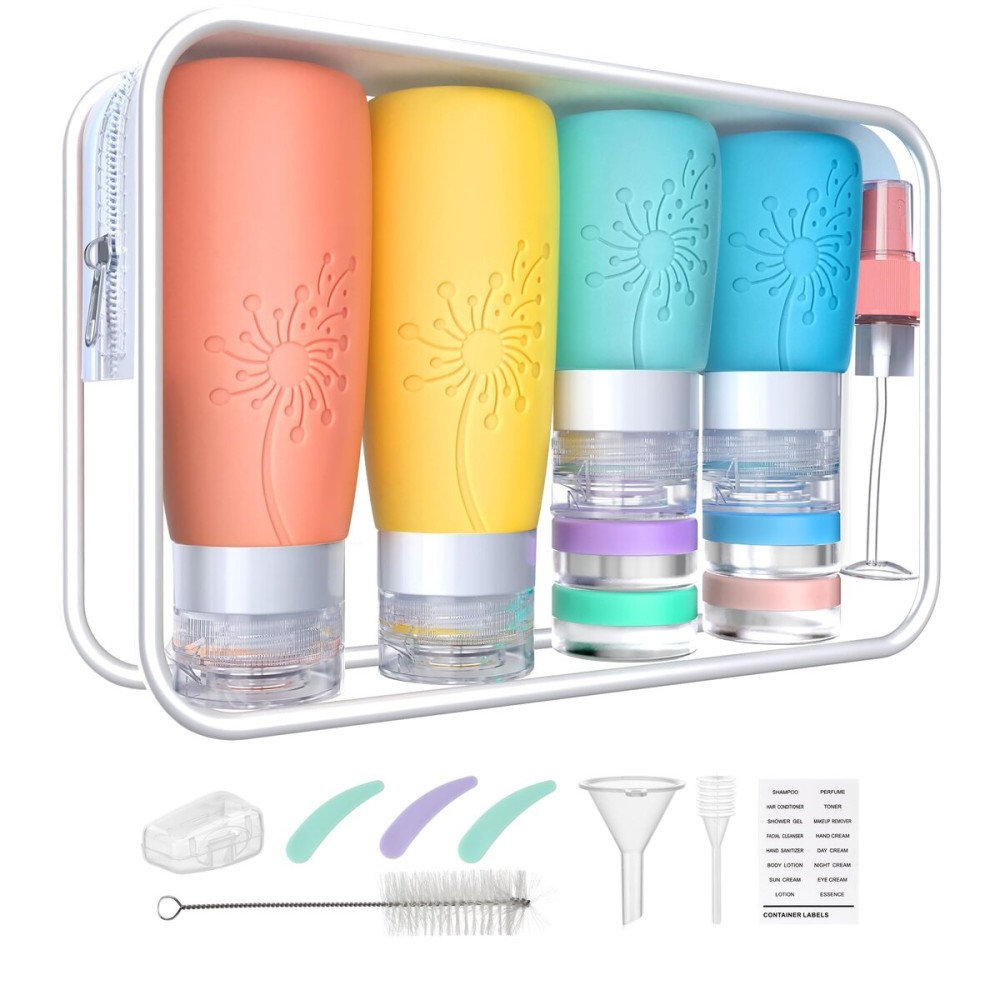 Vipop Empty 3 oz Travel Size Bottles Toiletries Containers for Toiletries LiquidsSmall Silicone Mini Refillable Leak Proof TSA Approved Travel Bottles for Creams Shampoo and Conditioner Traveling