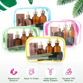 Weewooday 12 Pieces Clear Makeup Bags Cosmetic Storage Bags PVC Zipper Pouches Travel Waterproof Makeup Plastic Case for Women Organizing Toiletries Traveling Bathroom(Medium,Bright Color)