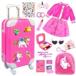 23Pcs 18 Inch Girl Doll Accessories Case Luggage Travel Play Set with Clothes, Bag, Computer Glasses, Makeup, Stickers, Stuff for 18 inch Doll - Christmas & Birthday Gift