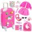 23Pcs 18 Inch Girl Doll Accessories Case Luggage Travel Play Set with Clothes, Bag, Computer Glasses, Makeup, Stickers, Stuff for 18 inch Doll - Christmas & Birthday Gift