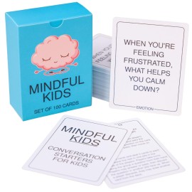 BayWel - 100 Mindfulness Conversation Starter Cards for Kids - Enable Meaningful Conversations with Kids