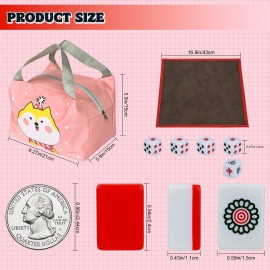 DSNGEZ Traditional Mini Red Chinese Mahjong Game Set 144 Tiles, with Portable Handbag, Tile Size - 2.4 * 1.5 * 1.1 cm (1.0 * 0.6 * 0.5 inches)()