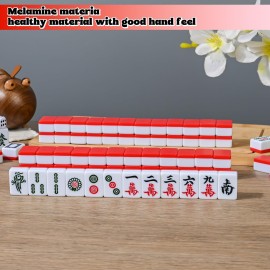 DSNGEZ Traditional Mini Red Chinese Mahjong Game Set 144 Tiles, with Portable Handbag, Tile Size - 2.4 * 1.5 * 1.1 cm (1.0 * 0.6 * 0.5 inches)()