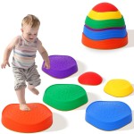 Oranmew 6 Pcs Stepping Stones for Kids - Toddler Stepping Stones for Balance and Sensory Play, Non-Slip Indoor and Outdoor Balance Toys for Boys and Girls Age 3+, Stackable Design for Easy Storage