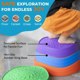 Oranmew 6 Pcs Stepping Stones for Kids - Toddler Stepping Stones for Balance and Sensory Play, Non-Slip Indoor and Outdoor Balance Toys for Boys and Girls Age 3+, Stackable Design for Easy Storage