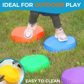 Oranmew 6 Pcs Stepping Stones for Kids - Toddler Stepping Stones for Balance and Sensory Play, Non-Slip Indoor and Outdoor Balance Toys for Boys and Girls Age 3+, Stackable Design for Easy Storage