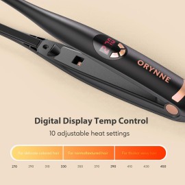 ORYNNE 3/10\'\' Small Flat Irons for Short Hair Pixie Cut, 5s Ultra Fast Heat Up Tiny Pencil Flat Iron, Ionic Mini Edge Flat Iron, Skinny Thin Straightener Champagne Gold