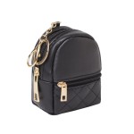 Mini Backpack Cute Cosmetic Bag for Women, Creative Cute Pendant Keychain Key-chains Keyrings PU Leather Makeup Bag Key Pocket Lipstick Bag Card Holder Data Cable Organizer Zipper Pouch (Pure black)