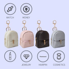 Mini Backpack Cute Cosmetic Bag for Women, Creative Cute Pendant Keychain Key-chains Keyrings PU Leather Makeup Bag Key Pocket Lipstick Bag Card Holder Data Cable Organizer Zipper Pouch (Pure black)