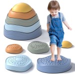 Lehoo Castle Stepping Stones for Kids, Non-Slip Toddler Stepping Stones, Indoor & Outdoor Toys for Toddlers 1-3, Obstacle Course for Kids, Sensory Balance Board