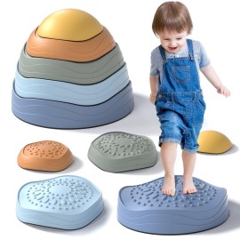 Lehoo Castle Stepping Stones for Kids, Non-Slip Toddler Stepping Stones, Indoor & Outdoor Toys for Toddlers 1-3, Obstacle Course for Kids, Sensory Balance Board