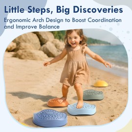 Lehoo Castle Stepping Stones for Kids, Non-Slip Toddler Stepping Stones, Indoor & Outdoor Toys for Toddlers 1-3, Obstacle Course for Kids, Sensory Balance Board