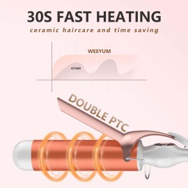 Large Curling Iron 2 Inch Barrel, Long Barrel Curling Wand for Hair, Ceramic Tourmaline Hair Styling Tool, Double Voltage, White