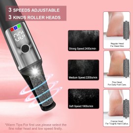 Electric Callus Removers for Feet, Smooth Pedicure Wand Rechargeable Electric Foot File,Professional Pedicure Tools for Dry, Dead, Cracked, Hard Skin, at Home Feet Spa Care Kit for Men & Women