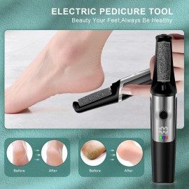 Electric Foot Callus Remover,Smooth Pedicure Wand Rechargeable Electric Foot File,Professional Pedicure Tools for Dry, Dead, Cracked, Hard Skin, at Home Feet Spa Care Kit for Men & Women