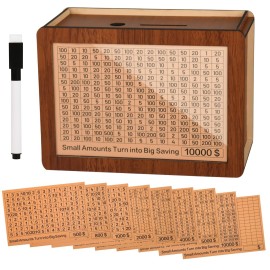 10000 Kakeibo Wooden Money Saving Challenge Box Ca..