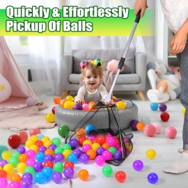AIERSA Adjustable Ball Picker for Pit, Plastic Retriever for Kids Foam Pit, Multiple Collector for Pickup Dogs Playpen, Accessories for Grabber Play Yard