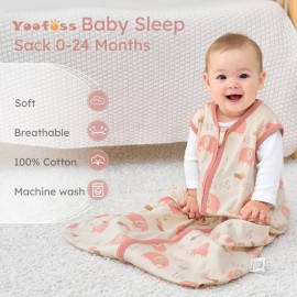 Yoofoss Baby Sleep Sack 6-12 Months Wearable Blanket for Babies 100% Organic Cotton 2-Way Zipper TOG 0.5 Toddler Sleeping Sack 3 Pack, Comfy Lightweight Sleep Sacks