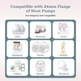 Flange Insert 10PCS 13/15/17/19/21mm for 24mm Flanges/Shields of Most Breast Pumps,Essential Flange Sizing Kit for Breast Pump Replacement Accessories with Nipple Ruler, Cleaning Brush