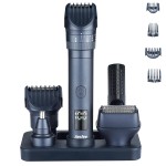 Aesfee Beard Trimmers Kit for Men - 5-in-1 Electric Shavers and Hair Clippers Set - Smooth Body Razors Waterproof Wet/Dry - Nose Ear Mustache Hair Trimmer - USB-C Rechargeable Dock