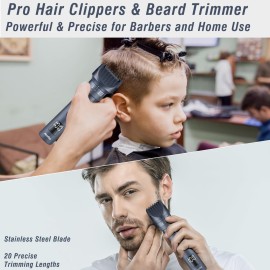 Aesfee Beard Trimmers Kit for Men - 5-in-1 Electric Shavers and Hair Clippers Set - Smooth Body Razors Waterproof Wet/Dry - Nose Ear Mustache Hair Trimmer - USB-C Rechargeable Dock