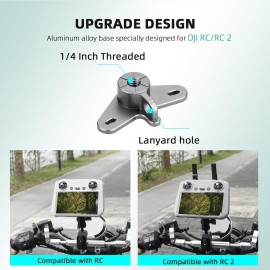 Flymile Bike Holder Mount Adapter for DJI RC 2/ RC Controller,360 Dual Ball Head Motorcycle Handlebar Holder Clamp for DJI Mini 4 Pro/Mini 3 Pro/Air 3/Mavic 3 Pro Smart Remote Controller, Black