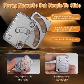 D.G.PLAYER Fidget Toys Adults- Magnetic Metal EDC Fidget Slider for ADHD, Relieve Stress, Tension, Anxiety - Focus - Find Inspiration, Backpack, Purse Hanging Decoration (Alloy,Platinum)
