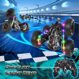 Terucle Rc Cars Toys for Boys Remote Control Car 2.4 GHz Black Toys for Ages 5-7 Kids Toys New Upgraded Strip Lights 360 Rotating Rc Truck Birthday (Black)