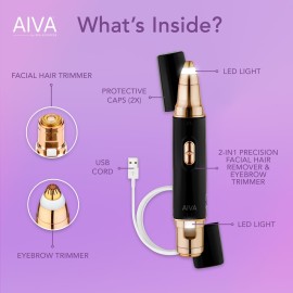 SPA SCIENCES - AIVA - The 2-in-1 Facial Hair Remover & Eyebrow Trimmer with Built-in LED Lights SPA SCIENCES - AIVA - The 2-in-1 Facial Hair Remover & Eyebrow Trimmer with Built-in LED Lights