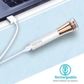 Professional Fast, Precise, Painless Facial Hair, Lips and Chin Remover for Women, USB Rechargeable Facial Epilator, 18K gold-plated hypoallergenic 13mm Dual ring floating head, 360 LED light