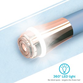 Professional Fast, Precise, Painless Facial Hair, Lips and Chin Remover for Women, USB Rechargeable Facial Epilator, 18K gold-plated hypoallergenic 13mm Dual ring floating head, 360 LED light