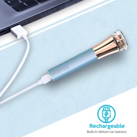 Professional Fast, Precise, Painless Facial Hair, Lips and Chin Remover for Women, USB Rechargeable Facial Epilator, 18K gold-plated hypoallergenic 13mm Dual ring floating head, 360 LED light