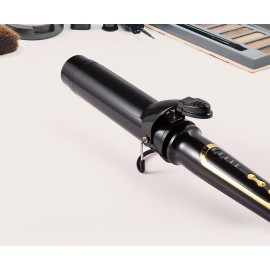 Lanvier 1 1/2 Inch Curling Iron 1.5 Barrel Curling for Medium & Long Hair with Soft and Relax Curls, Up to 450F Worldwide Voltage (100-240V) Hair Curler for Traveling, Hair Waving Style Tool - Black