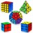 AuntyFey 5 Pack Magic Speed Cube Set - 2x2, 3x3, 4x4, Triangle Megaminx Speed Cubes for Kids & Adults