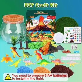 RONSTONE Dinosaur Toys for Boys - Dinosaur Terrarium Kit for Kids - Christmas Birthday Gifts for Boys Ages 4 5 6 7 8 Year Old - Light Up DIY Dinosaur Arts and Crafts for Boy and Kids