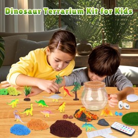RONSTONE Dinosaur Toys for Boys - Dinosaur Terrarium Kit for Kids - Christmas Birthday Gifts for Boys Ages 4 5 6 7 8 Year Old - Light Up DIY Dinosaur Arts and Crafts for Boy and Kids