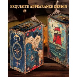 RONSTONE DIY Book Nook Kit - Pirate 3D Wooden Miniature Puzzles with LED Light Dollhouse Model Craft Kits for Adults Bookshelf Insert Decor - Halloween Christmas Birthday Gifts for Adults