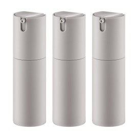 Airless Pump Bottles Travel: Lotion Dispenser for Small Size - Empty Shampoo Containers - Mini Vacuum Jar for Cream - 1 oz Plastic Gray