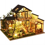 OZJAY DIY Miniature House Kit, Tiny House Kit with LED & Music Movement, DIY Wooden Dollhouse Miniature Kit for Adults Teen, Wooden Crafts Lovely Dollhouse Kit(Bamboo Stream Garden)