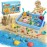 FRUSE Ocean Sensory Bin,Play Sand Art Kit with 2.2lbs Play Sand,12 Sea Animal Toys,Sand Molds,Role Play Beach Toy Sandbox Toys for Toddlers 3 4 5 6 7