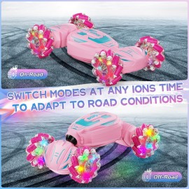 Gesture Sensing Stunt Remote Control Car - 2.4GHz 360 Rotating 4WD Transform RC Car, Birthday Gift for Girls 6 7 8+ Year Old