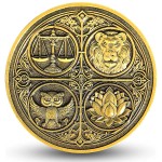 The Cardinal Virtues Stoic Coin with Symbols of Justice, Courage, Wisdom, and Temperance (Single Coin)